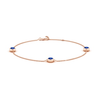 5mm AAAA Bezel-Set Sapphire Station Adjustable Ankle Bracelet in 18K Rose Gold