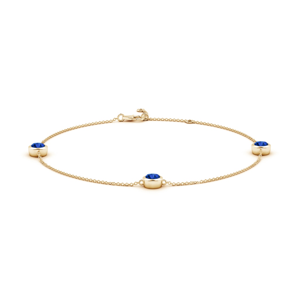 5mm Lab-Grown Bezel-Set Sapphire Station Adjustable Ankle Bracelet in Yellow Gold