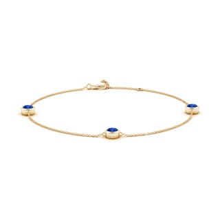 5mm Lab-Grown Bezel-Set Sapphire Station Adjustable Ankle Bracelet in Yellow Gold