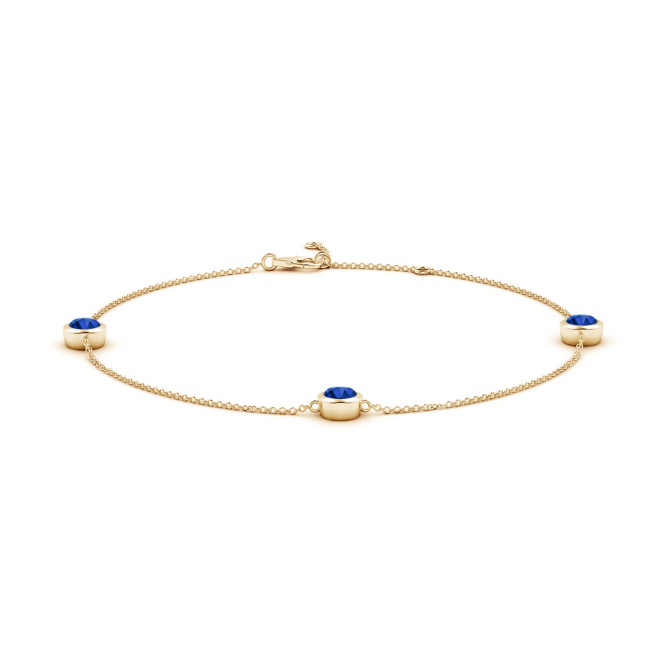 5mm Lab-Grown Bezel-Set Sapphire Station Adjustable Ankle Bracelet in Yellow Gold 