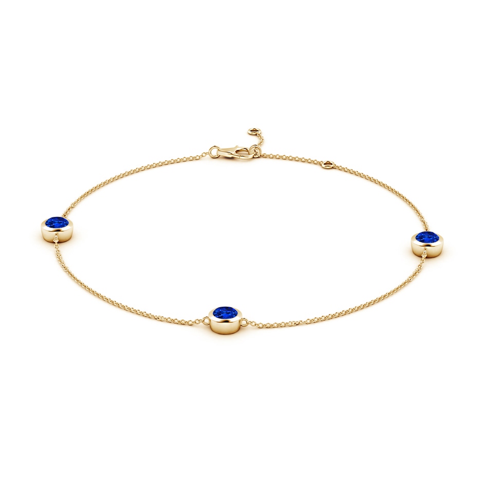 5mm Lab-Grown Bezel-Set Sapphire Station Adjustable Ankle Bracelet in Yellow Gold side 199