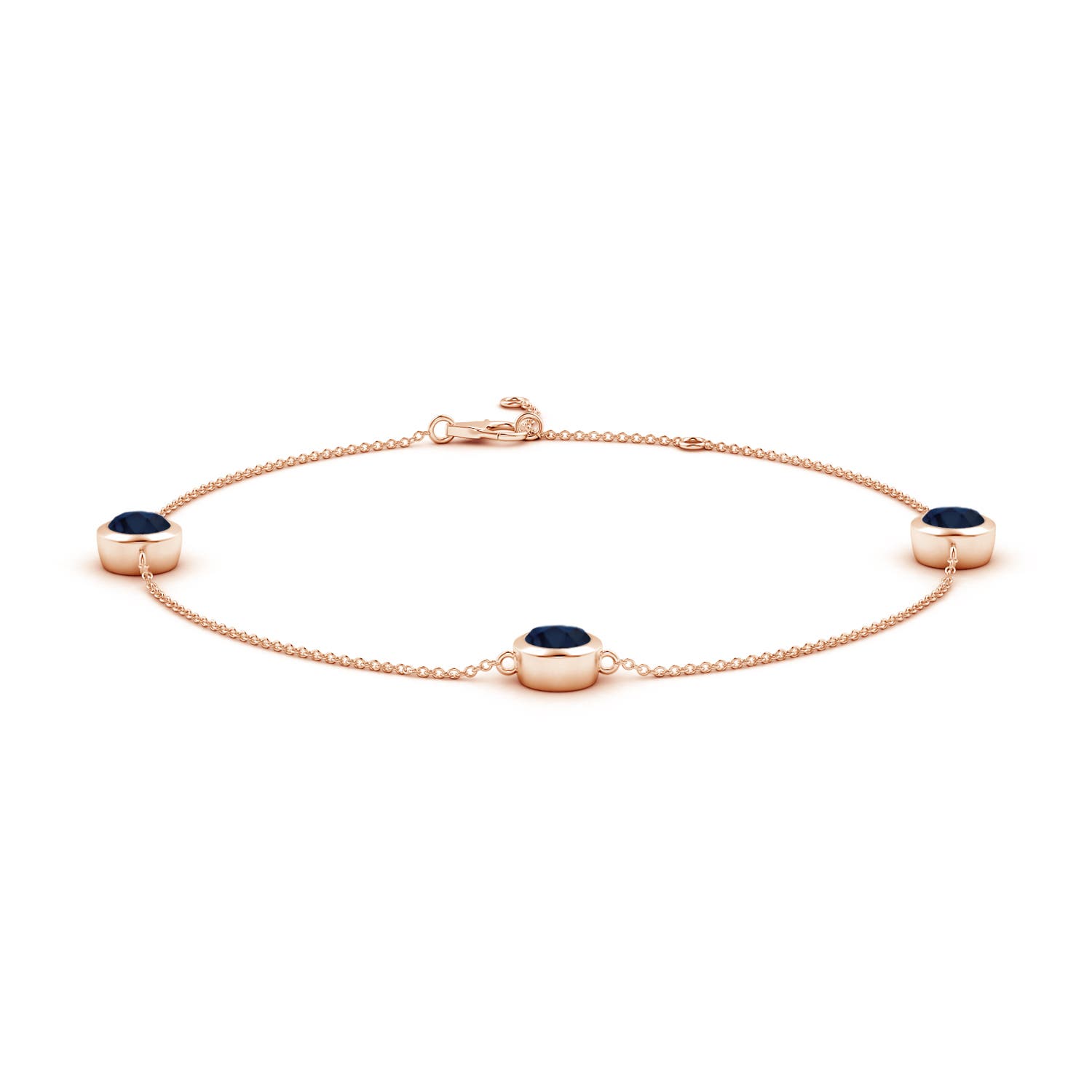 6mm A Bezel-Set Sapphire Station Adjustable Ankle Bracelet in 18CT Rose Gold