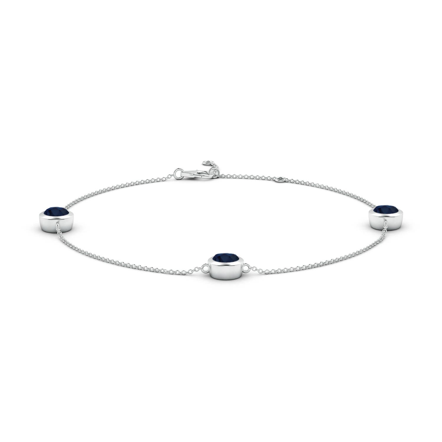 6mm A Bezel-Set Sapphire Station Adjustable Ankle Bracelet in White Gold