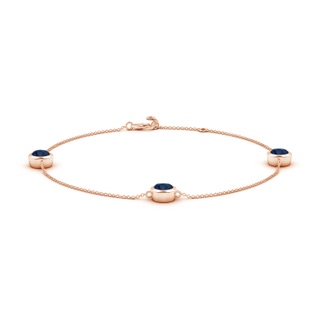 6mm AA Bezel-Set Sapphire Station Adjustable Ankle Bracelet in 18K Rose Gold