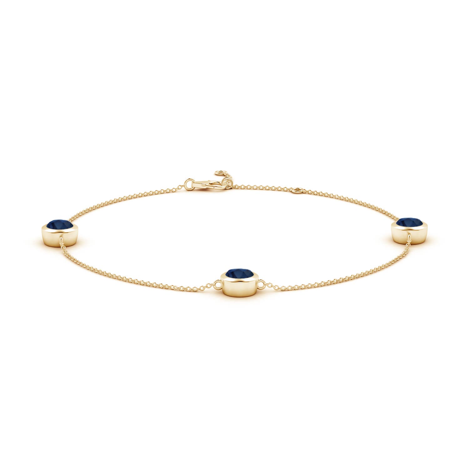 6mm AA Bezel-Set Sapphire Station Adjustable Ankle Bracelet in 18CT Yellow Gold