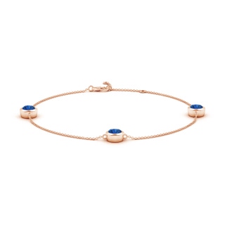 6mm AAA Bezel-Set Sapphire Station Adjustable Ankle Bracelet in 18K Rose Gold