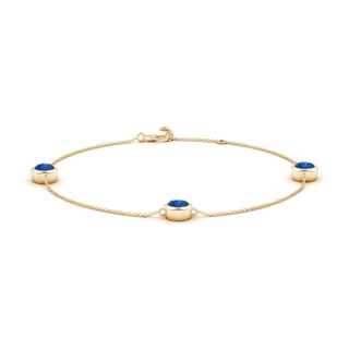 6mm AAA Bezel-Set Sapphire Station Adjustable Ankle Bracelet in Yellow Gold