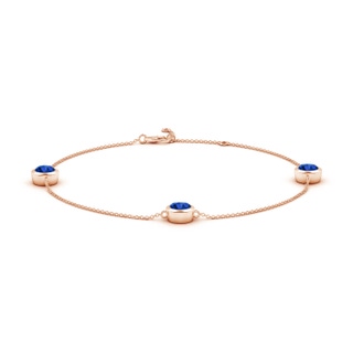 6mm AAAA Bezel-Set Sapphire Station Adjustable Ankle Bracelet in 18K Rose Gold