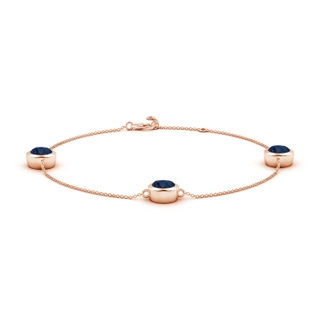 7mm AA Bezel-Set Sapphire Station Adjustable Ankle Bracelet in Rose Gold