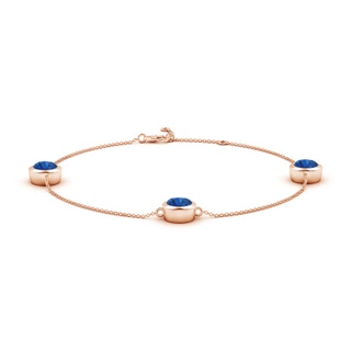 7mm AAA Bezel-Set Sapphire Station Adjustable Ankle Bracelet in 18K Rose Gold