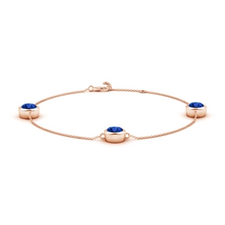 7mm AAAA Bezel-Set Sapphire Station Adjustable Ankle Bracelet in 10K Rose Gold