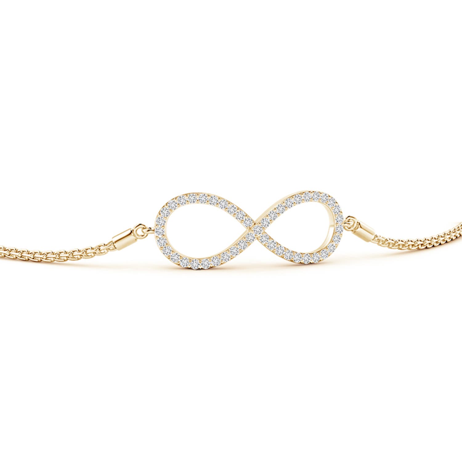 1.2mm HSI2 Prong-Set Diamond Infinity Bolo Bracelet in Yellow Gold