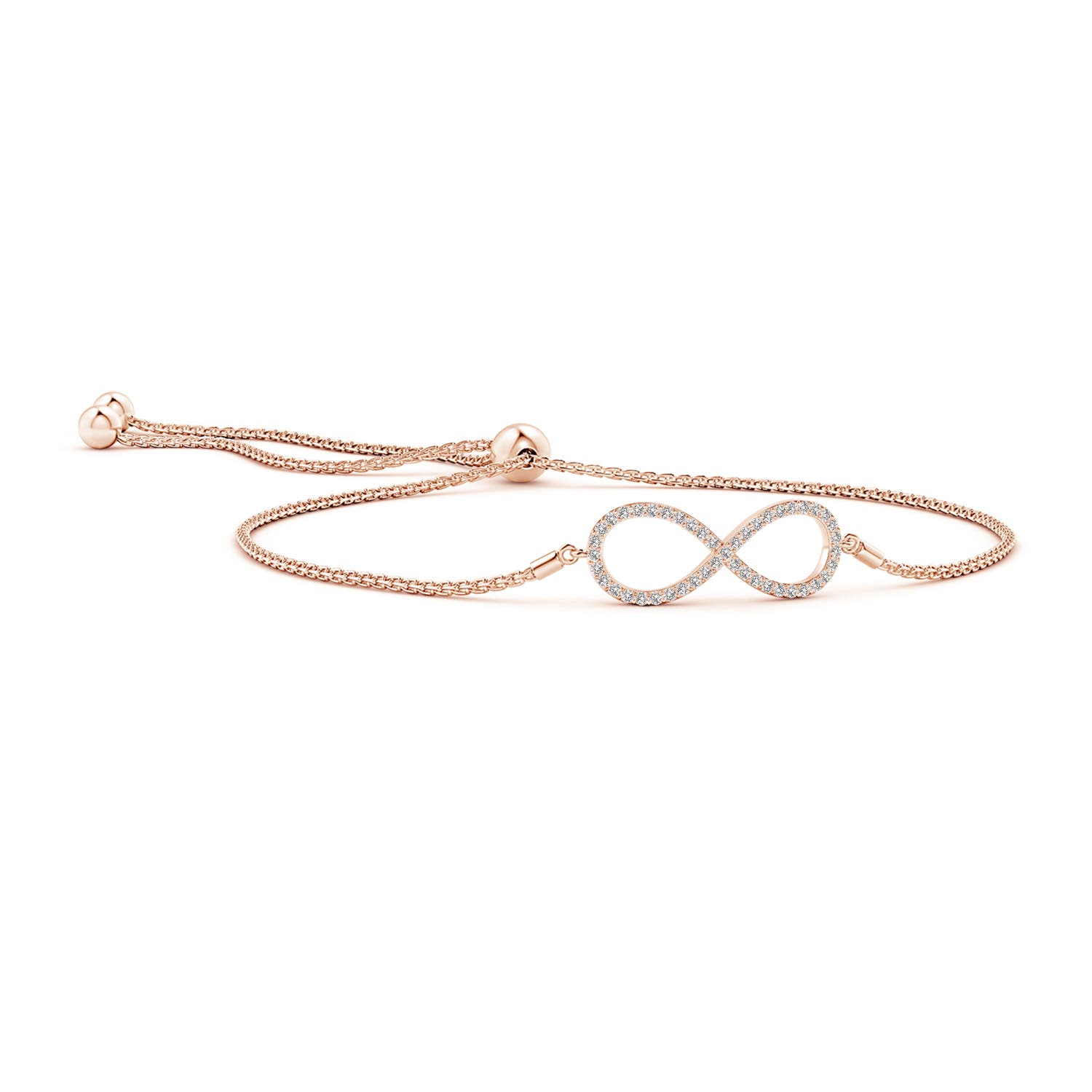 1.2mm IJI1I2 Prong-Set Diamond Infinity Bolo Bracelet in Rose Gold