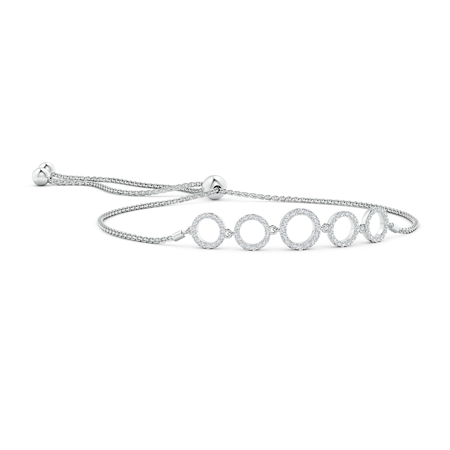 1.15mm GVS2 Diamond Open Circle Link Bolo Bracelet in White Gold