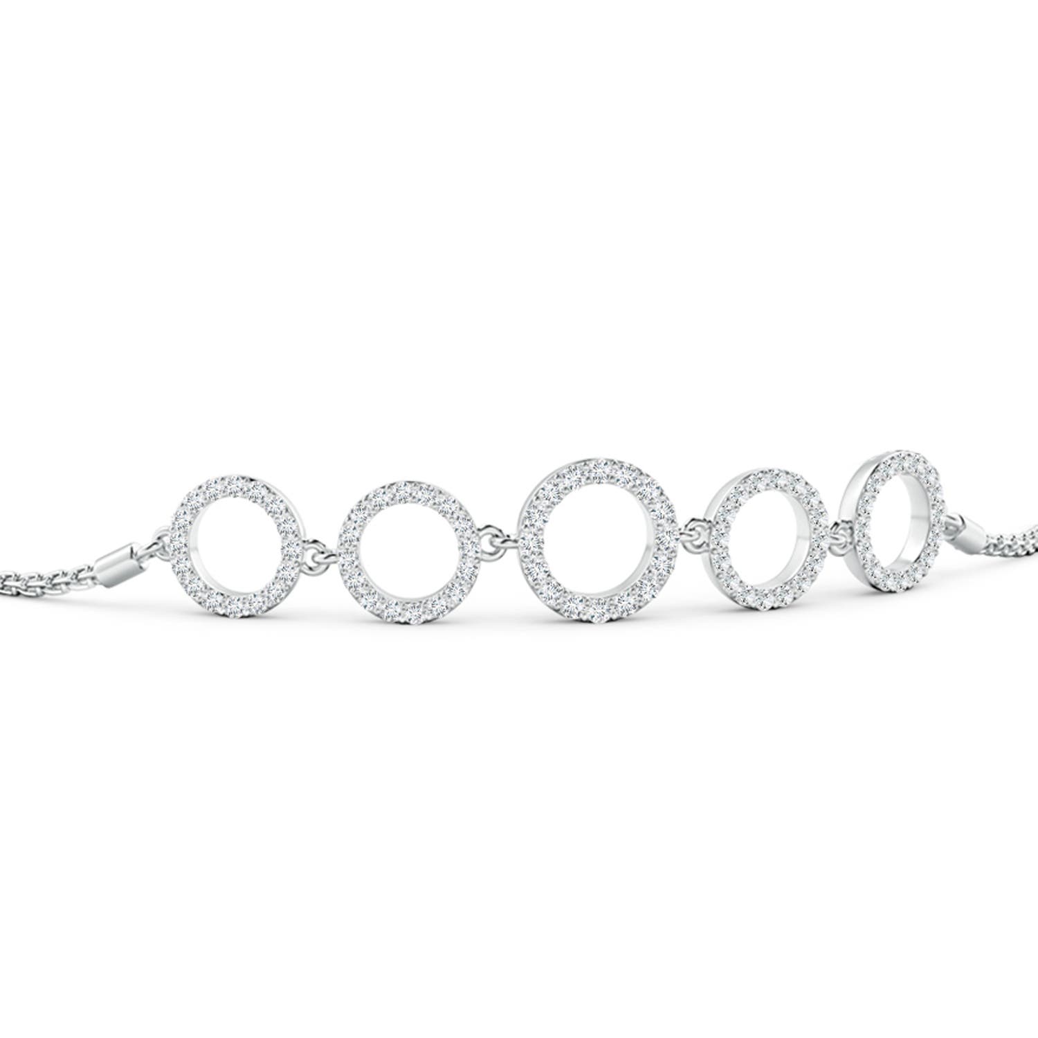1.15mm GVS2 Diamond Open Circle Link Bolo Bracelet in White Gold
