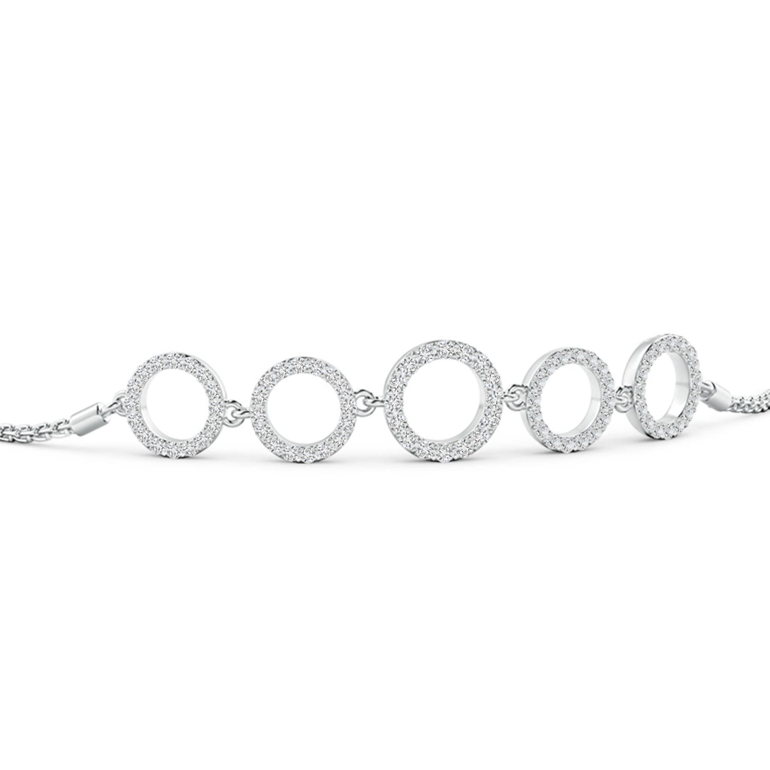 1.15mm HSI2 Diamond Open Circle Link Bolo Bracelet in White Gold