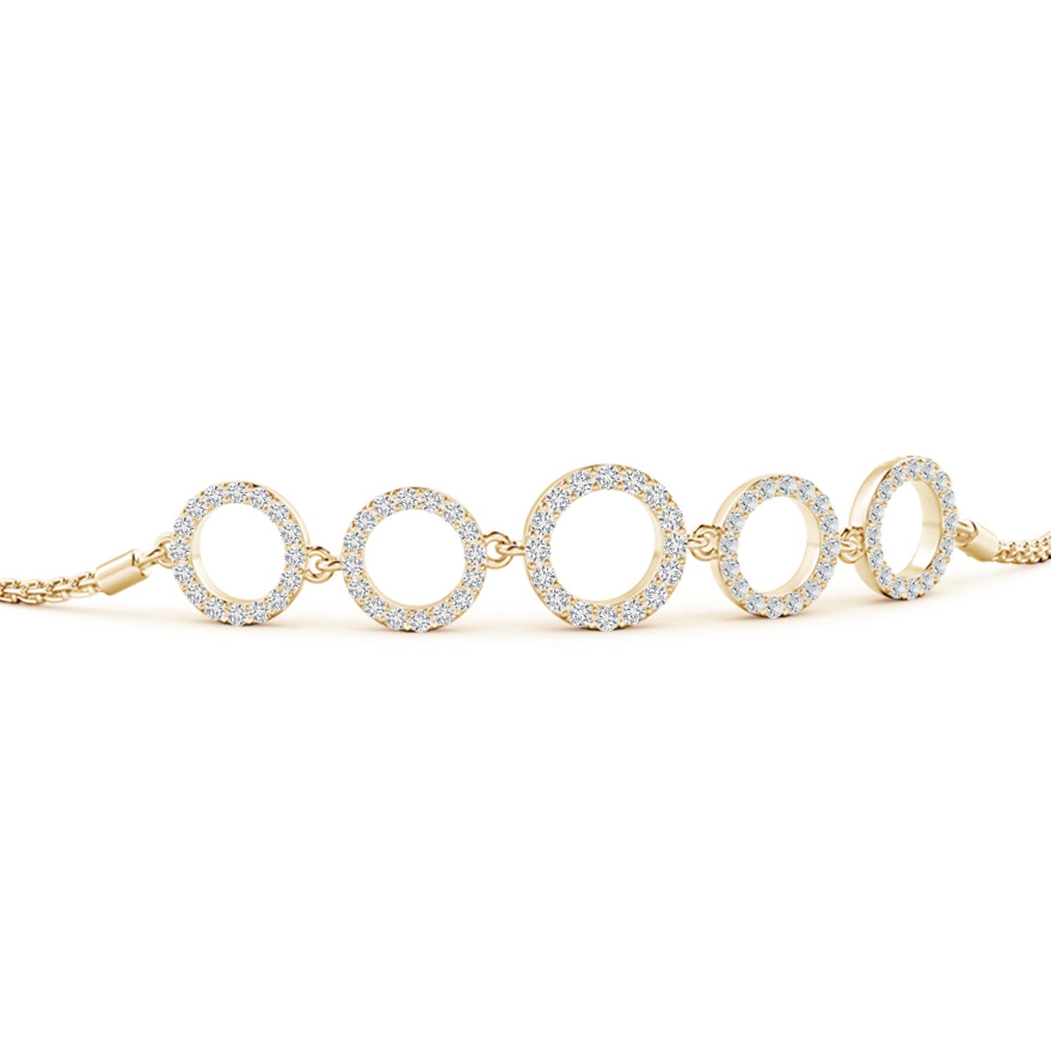 1.15mm HSI2 Diamond Open Circle Link Bolo Bracelet in Yellow Gold - side 1