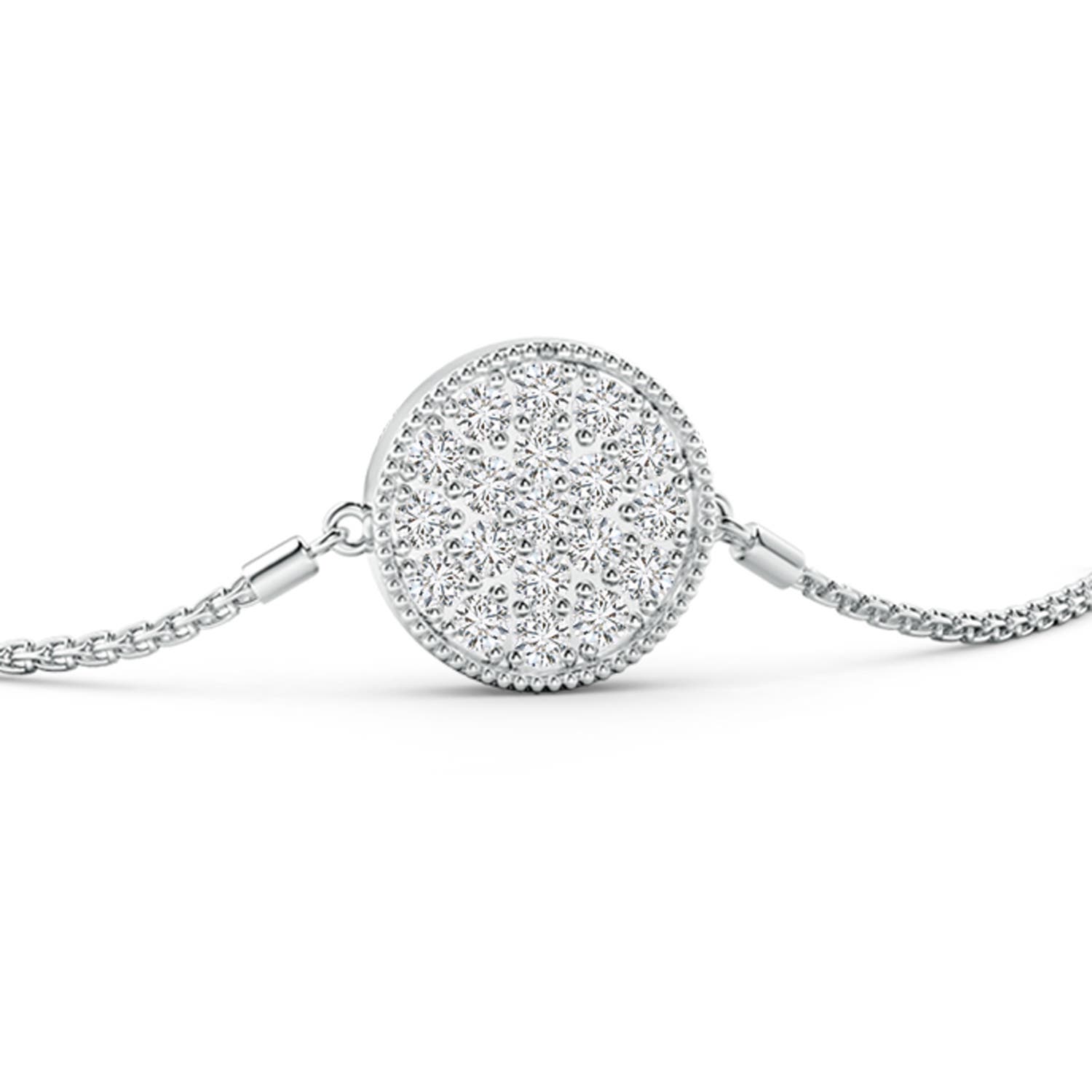 1.3mm HSI2 Pave-Set Diamond Disc Bolo Bracelet in White Gold - side 1