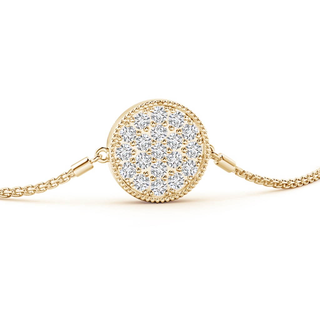 1.3mm HSI2 Pave-Set Diamond Disc Bolo Bracelet in Yellow Gold Side 1