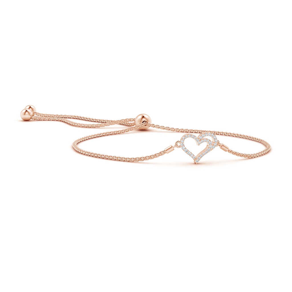 1.2mm GVS2 Prong-Set Diamond Heart Bolo Bracelet in Rose Gold