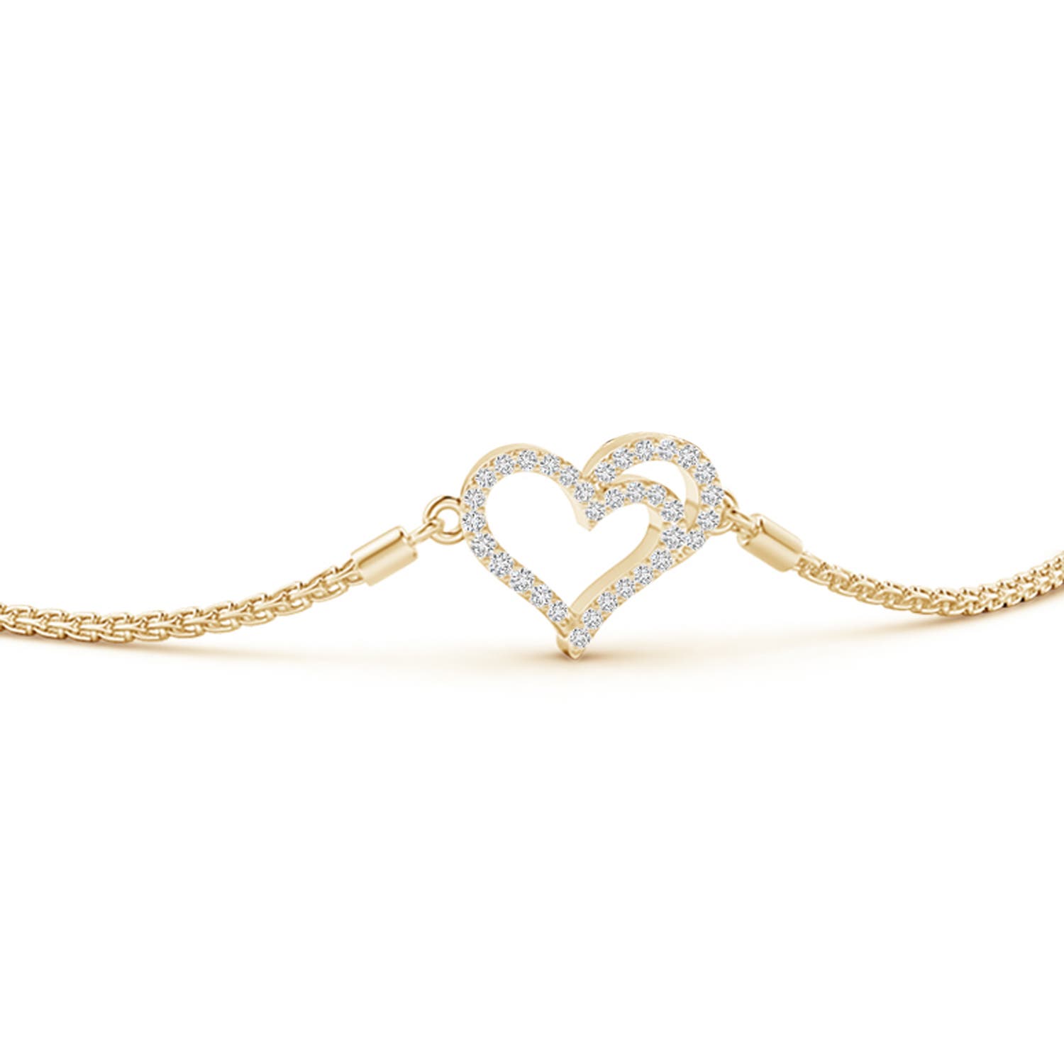1.2mm HSI2 Prong-Set Diamond Heart Bolo Bracelet in Yellow Gold