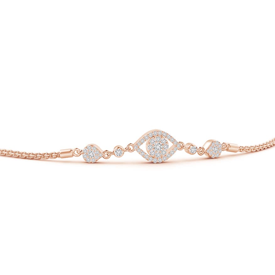 2mm HSI2 Diamond Cluster Evil Eye Bolo Bracelet in Rose Gold