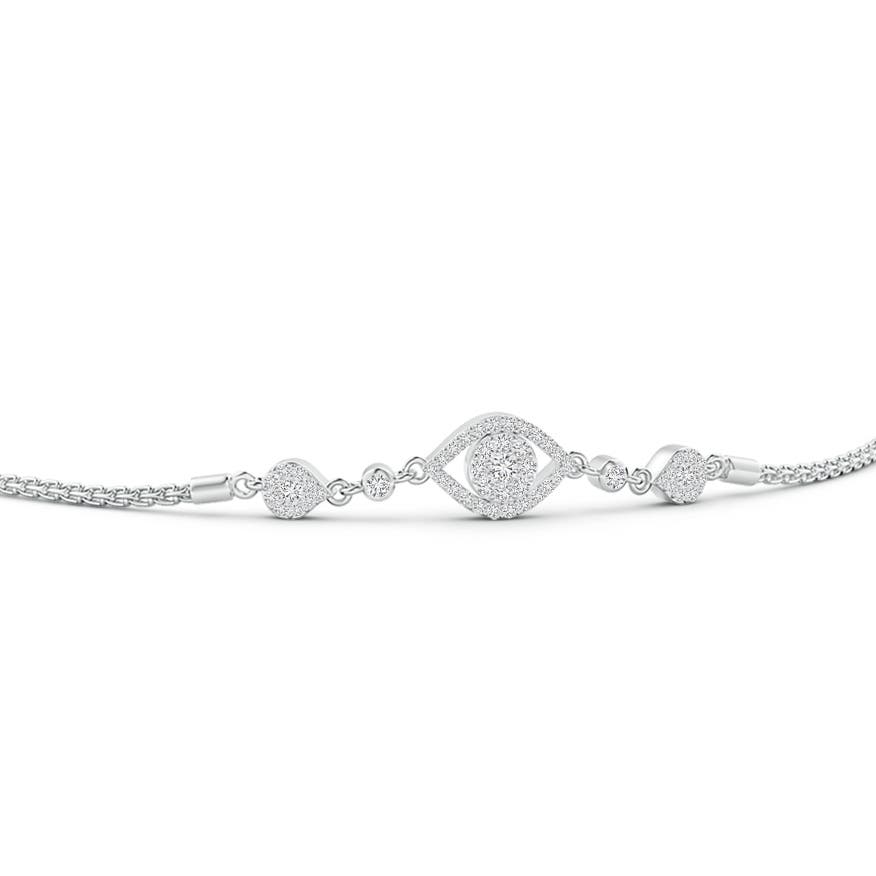 2mm HSI2 Diamond Cluster Evil Eye Bolo Bracelet in White Gold
