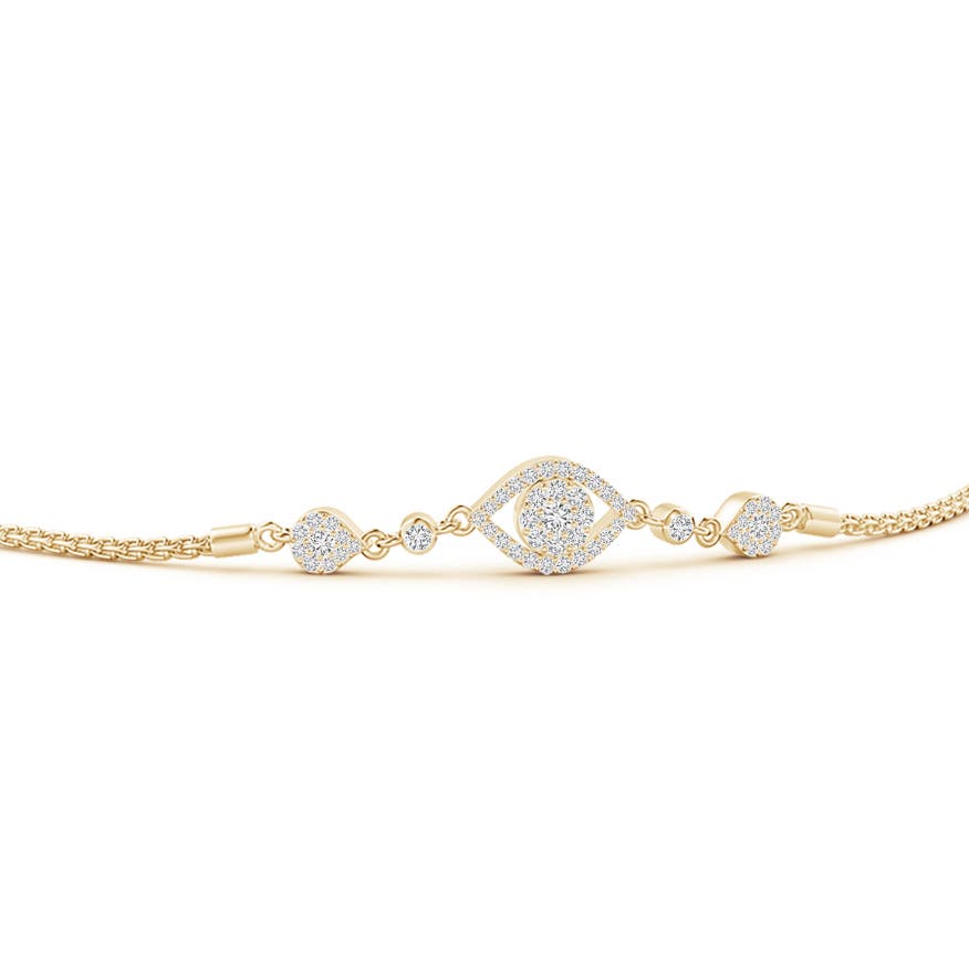 2mm HSI2 Diamond Cluster Evil Eye Bolo Bracelet in Yellow Gold
