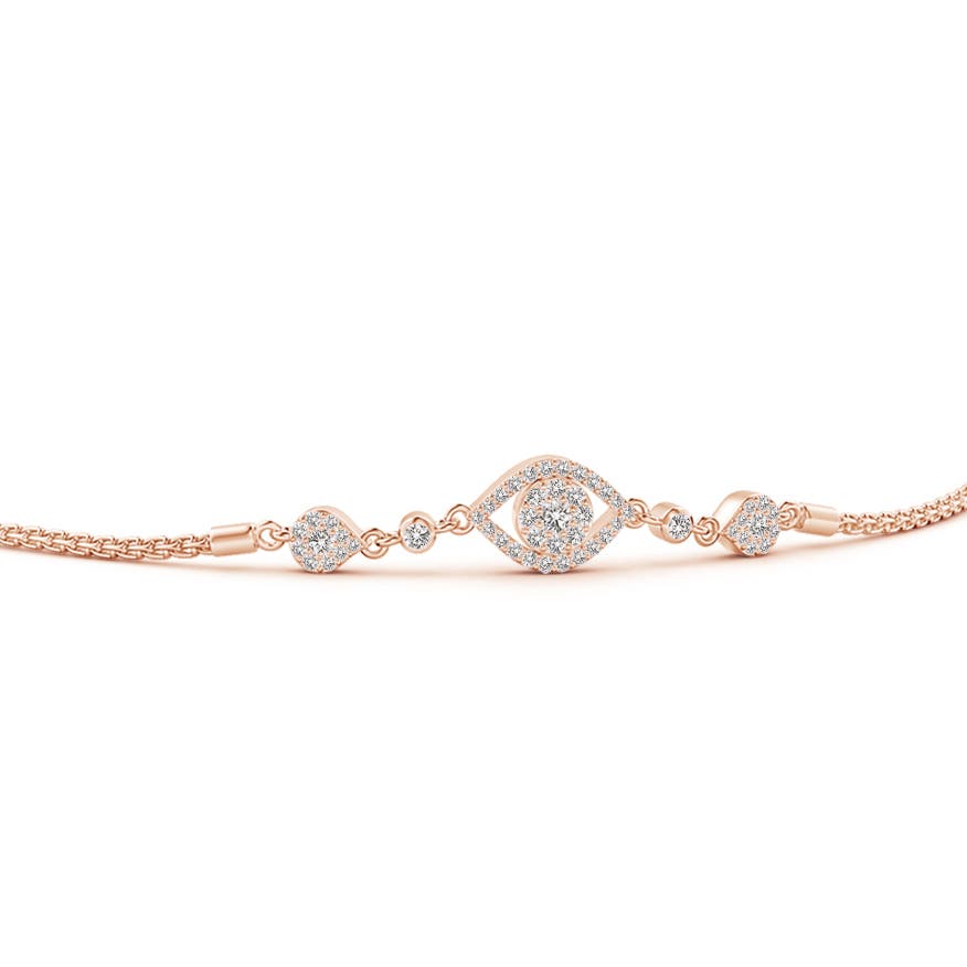 2mm IJI1I2 Diamond Cluster Evil Eye Bolo Bracelet in Rose Gold