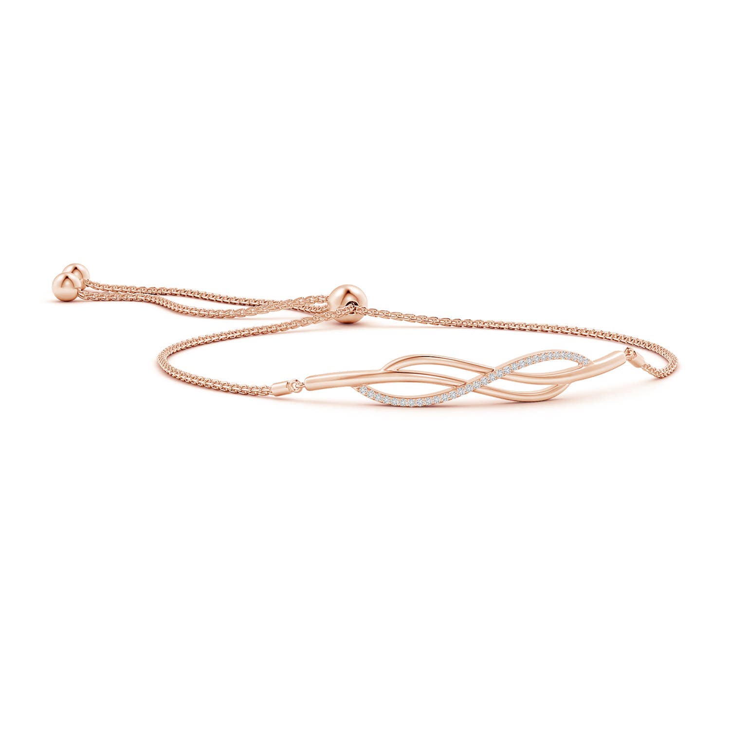 1.15mm HSI2 Prong-Set Diamond Infinity Bolo Bracelet in Rose Gold