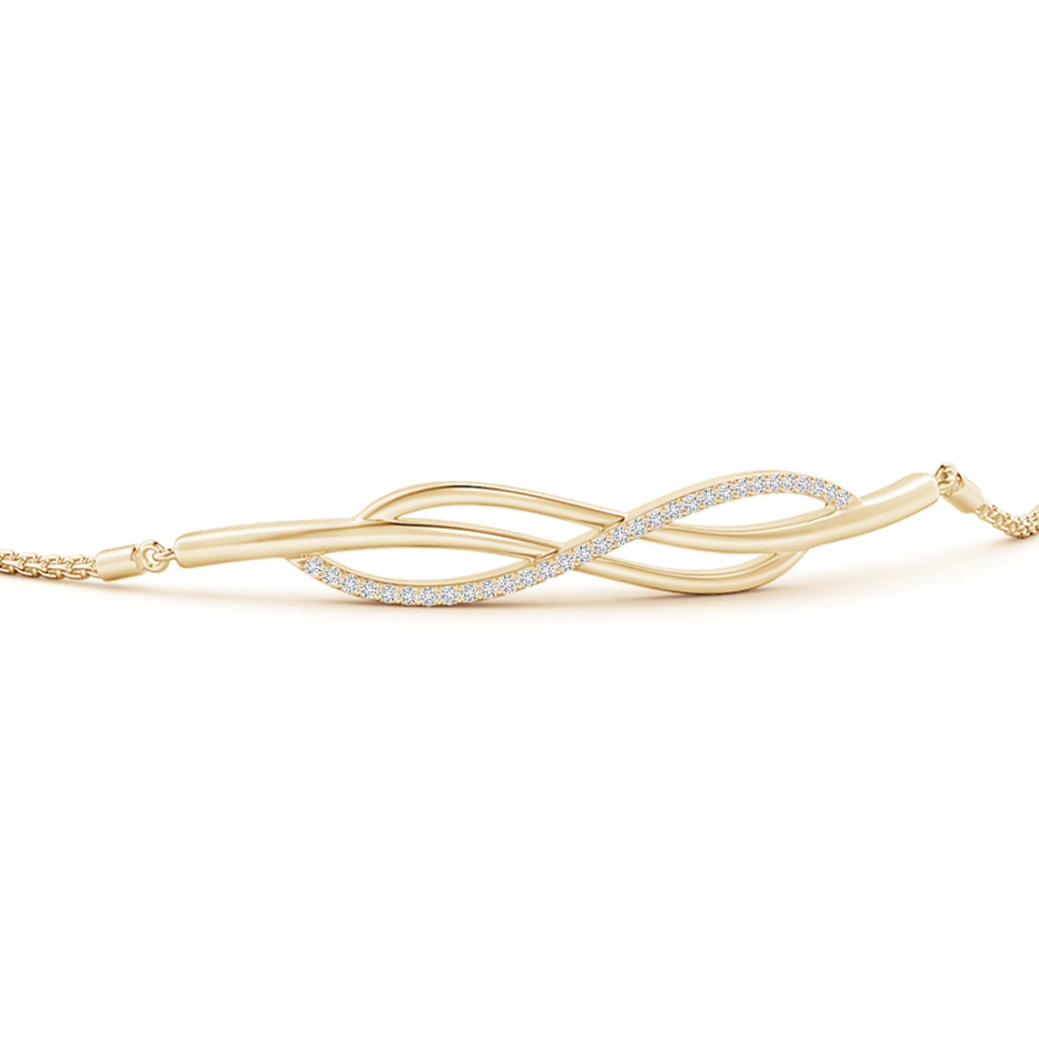1.15mm HSI2 Prong-Set Diamond Infinity Bolo Bracelet in Yellow Gold
