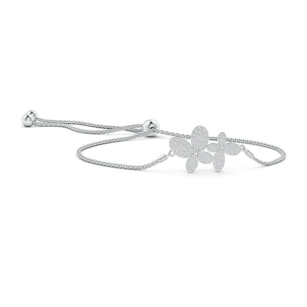 2.4mm HSI2 Nature-Inspired Diamond Double Butterfly Bolo Bracelet in White Gold