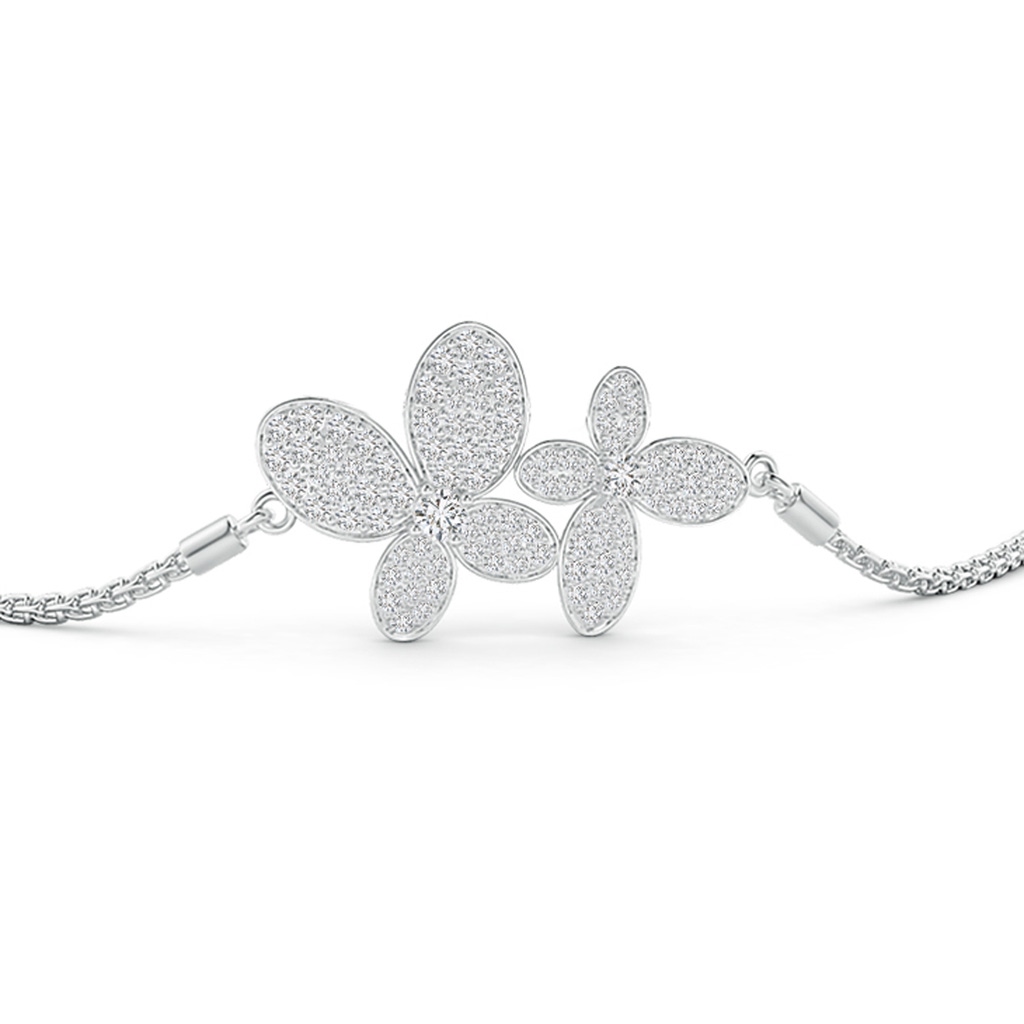 2.4mm HSI2 Nature-Inspired Diamond Double Butterfly Bolo Bracelet in White Gold Side 1