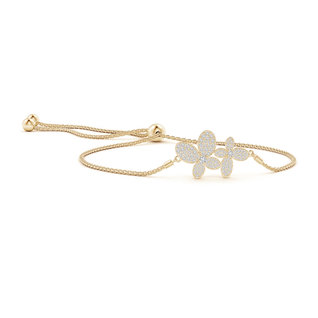 2.4mm HSI2 Nature-Inspired Diamond Double Butterfly Bolo Bracelet in Yellow Gold