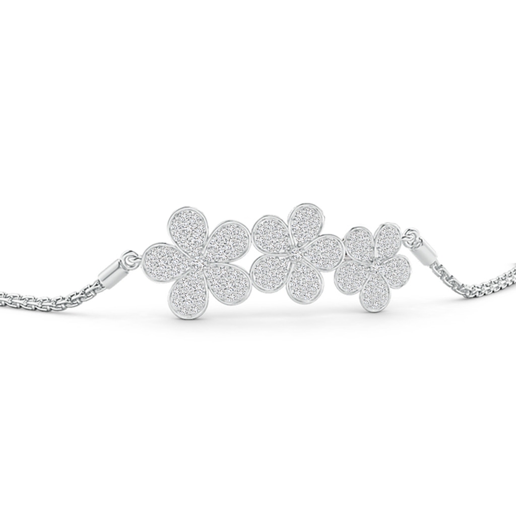 1.5mm HSI2 Nature-Inspired Three Flower Diamond Bolo Bracelet in White Gold Side 1