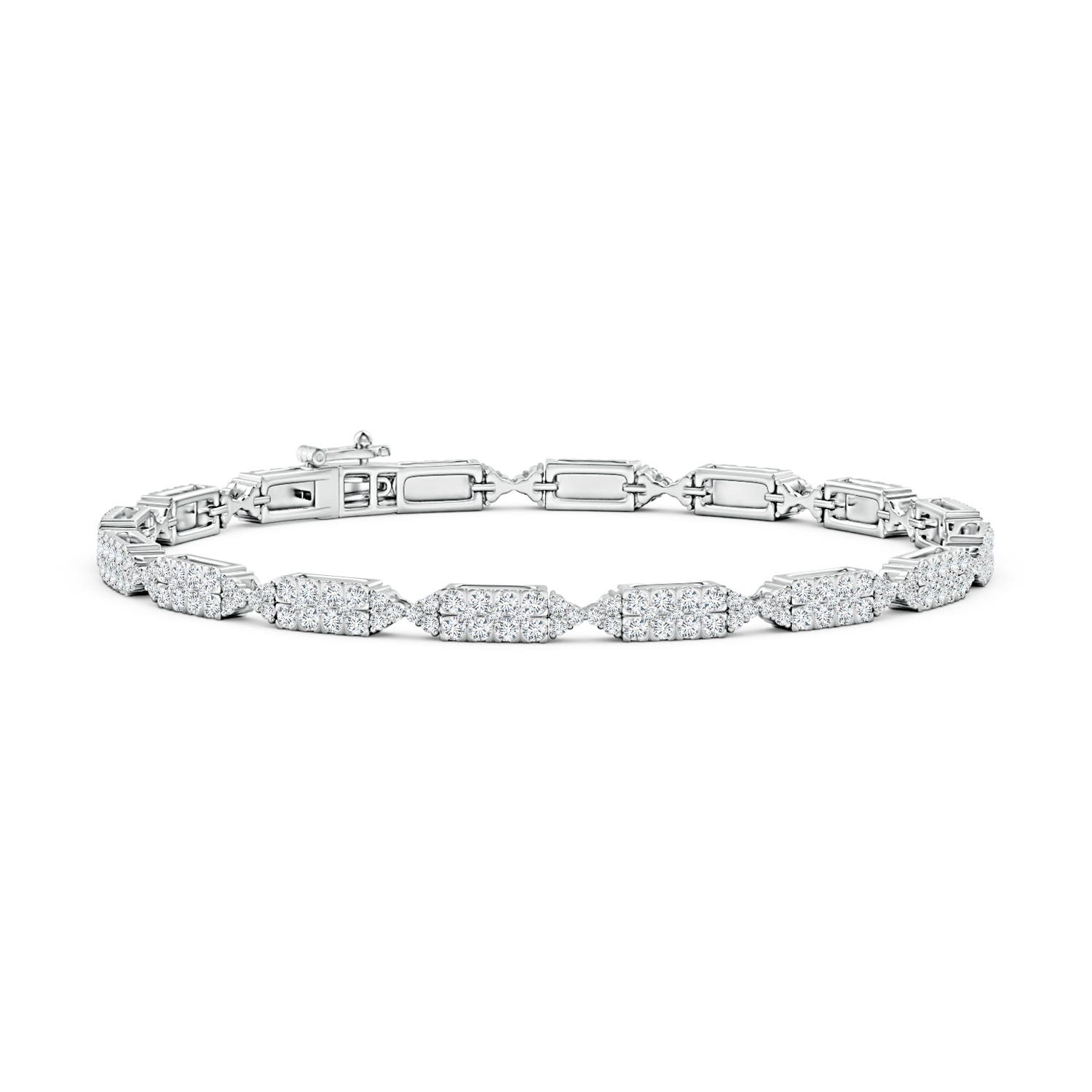 1.3mm GVS2 Diamond Rectangular & Bow Tie Tennis Bracelet in White Gold