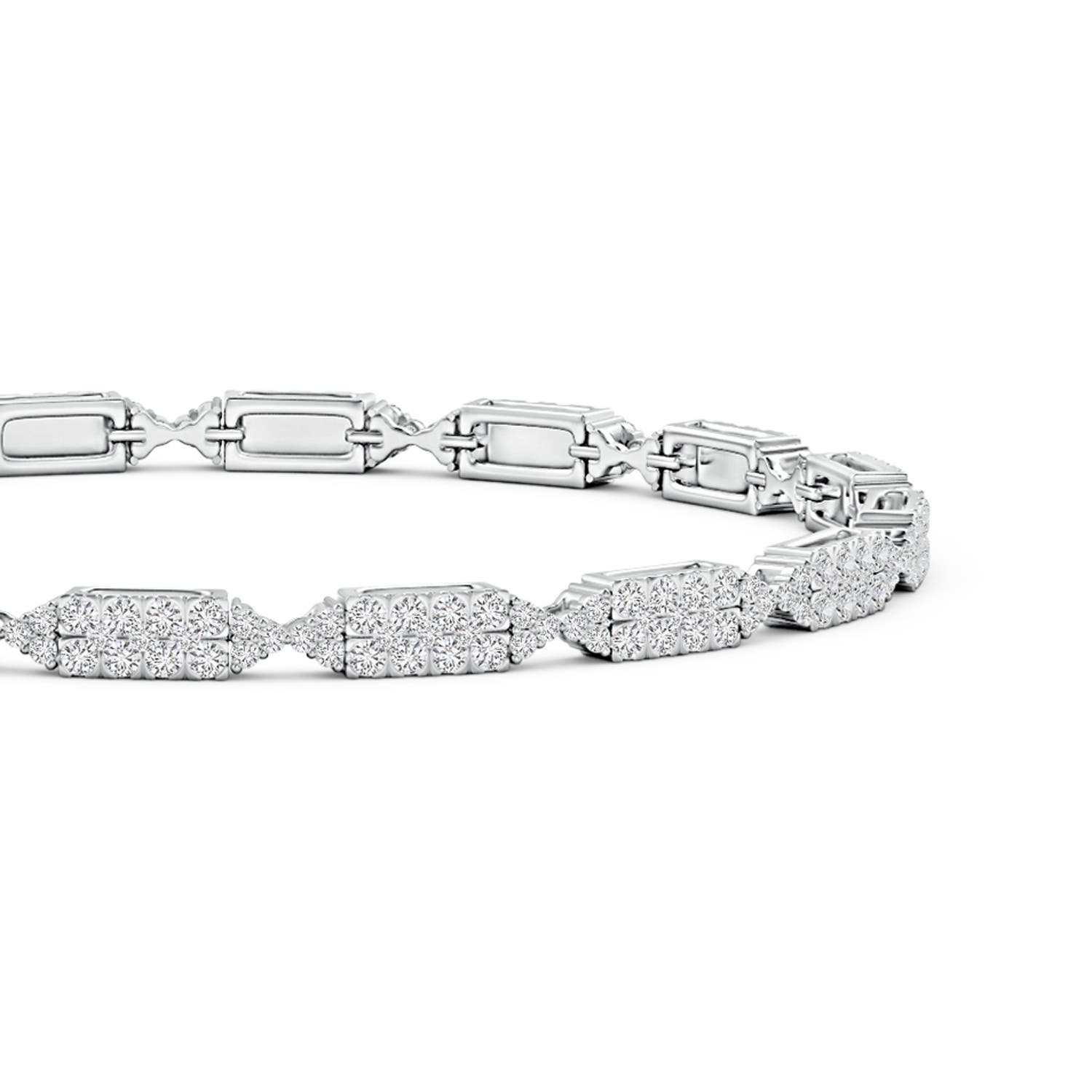 1.3mm HSI2 Diamond Rectangular & Bow Tie Tennis Bracelet in White Gold - side 1