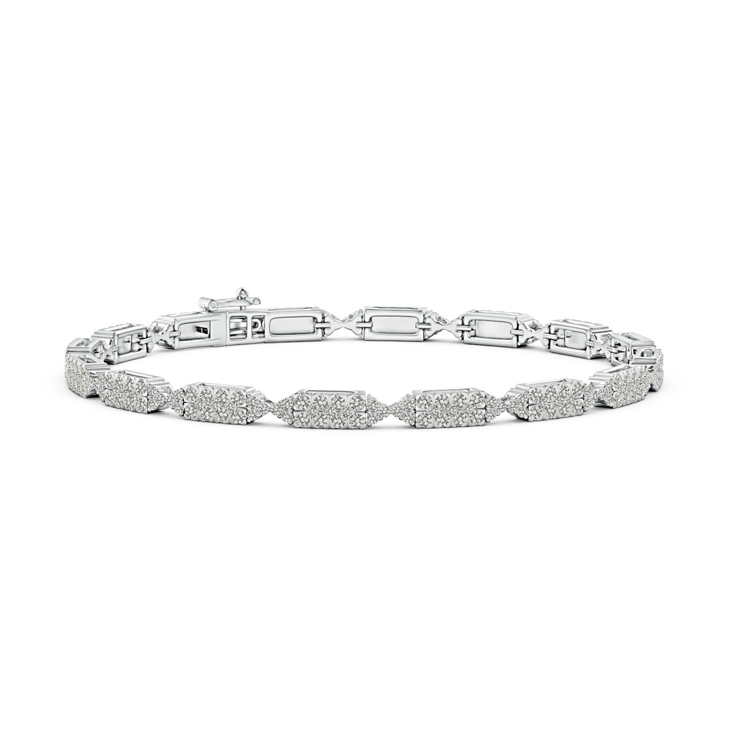 1.3mm KI3 Diamond Rectangular & Bow Tie Tennis Bracelet in White Gold