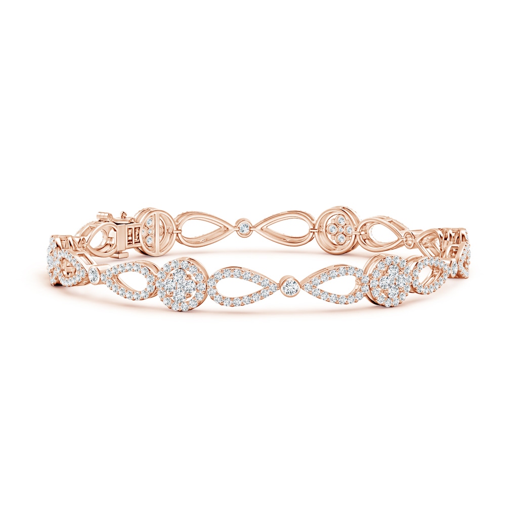 1.6mm GVS2 Diamond Floral Cluster Link Bracelet with Halo in Rose Gold