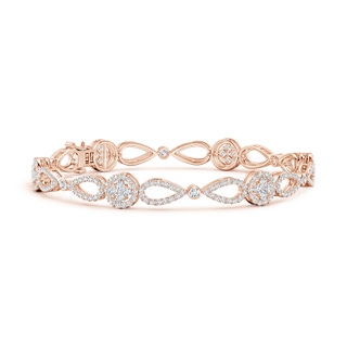 1.6mm GVS2 Diamond Floral Clustre Link Bracelet with Halo in Rose Gold