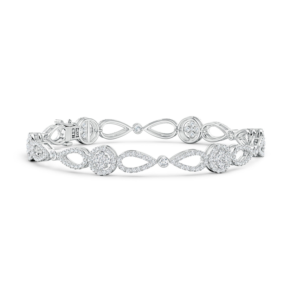 1.6mm GVS2 Diamond Floral Cluster Link Bracelet with Halo in White Gold