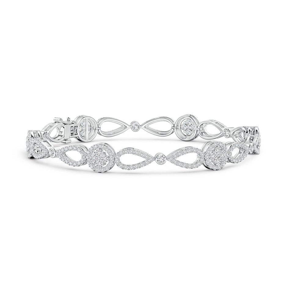 1.6mm HSI2 Diamond Floral Clustre Link Bracelet with Halo in White Gold 