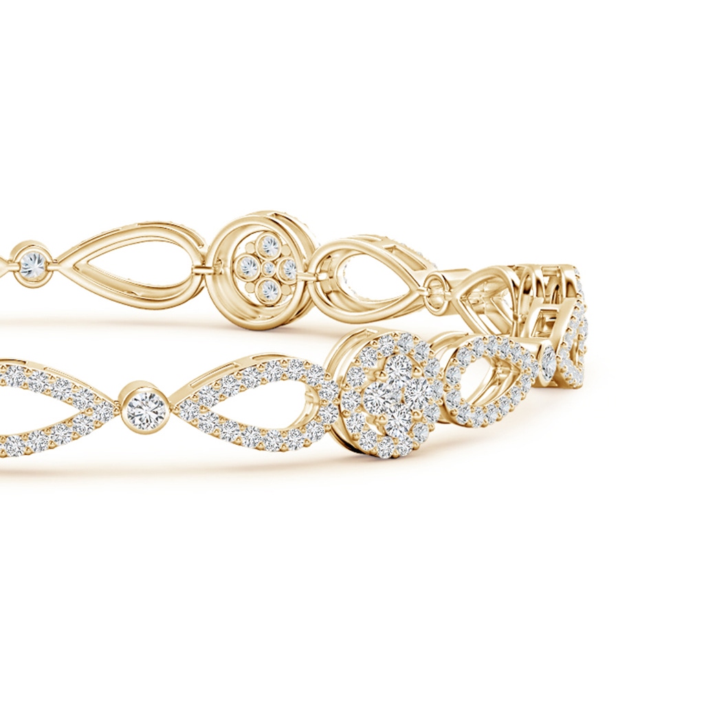 1.6mm HSI2 Diamond Floral Cluster Link Bracelet with Halo in Yellow Gold Side-1