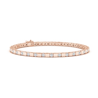 1.95mm GVS2 Alternating Diamond Block Link Unisex Bracelet in Rose Gold