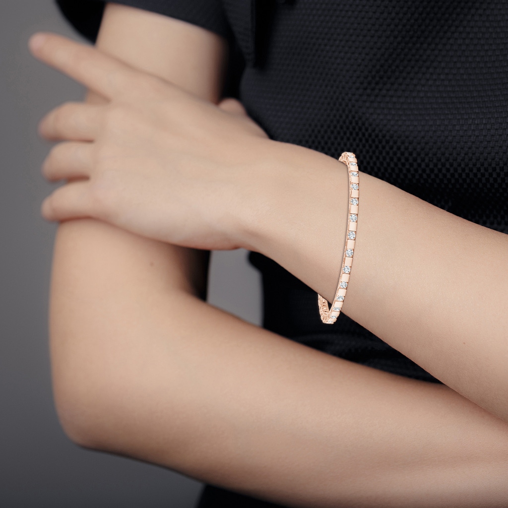 1.95mm GVS2 Alternating Diamond Block Link Unisex Bracelet in Rose Gold - body_bra