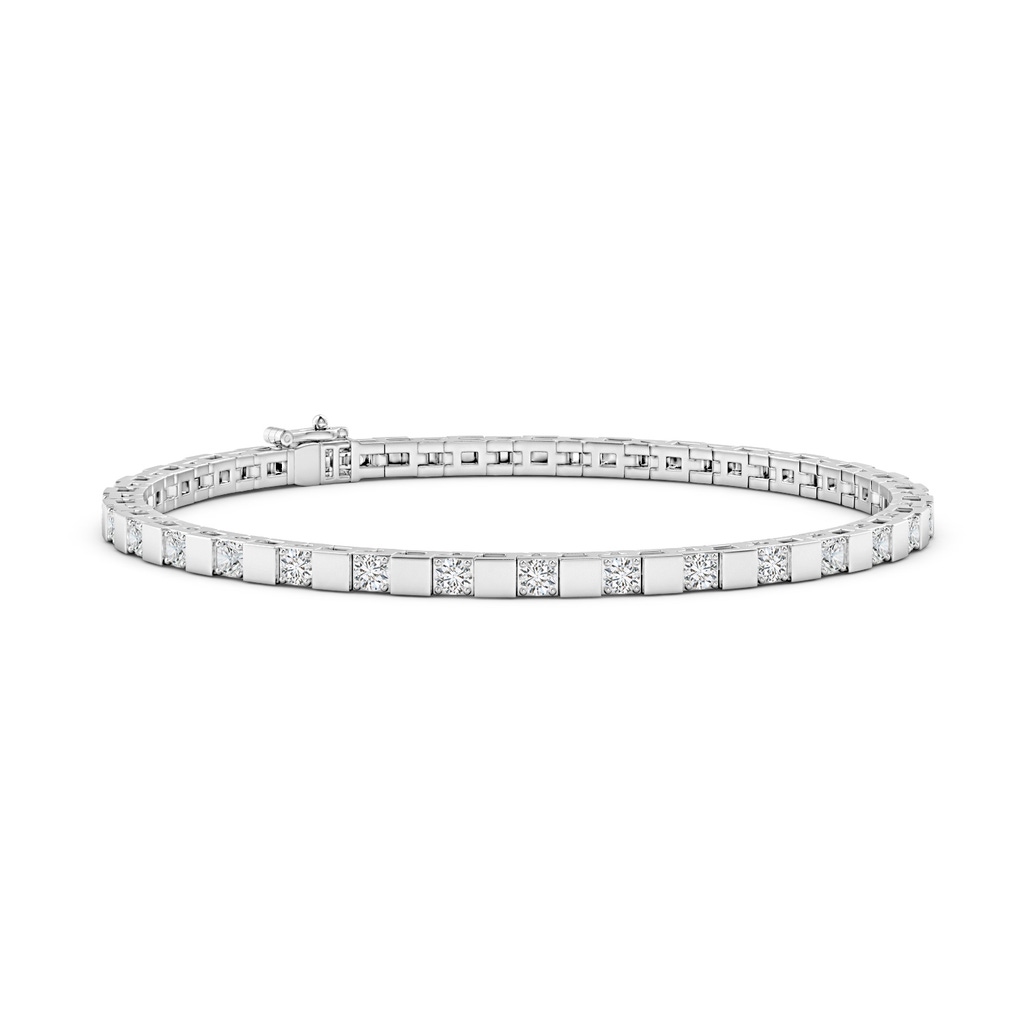 1.95mm HSI2 Alternating Diamond Block Link Unisex Bracelet in White Gold