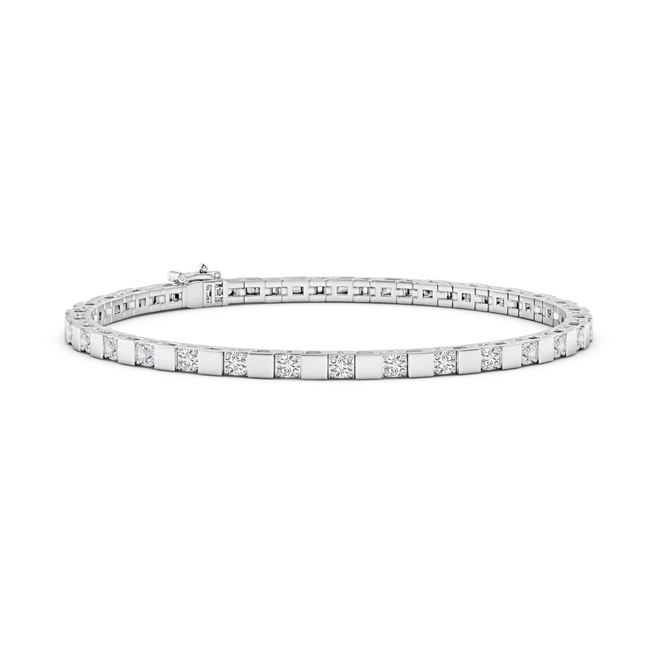 1.95mm HSI2 Alternating Diamond Block Link Unisex Bracelet in White Gold 