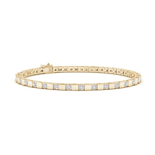 1.95mm HSI2 Alternating Diamond Block Link Unisex Bracelet in Yellow Gold