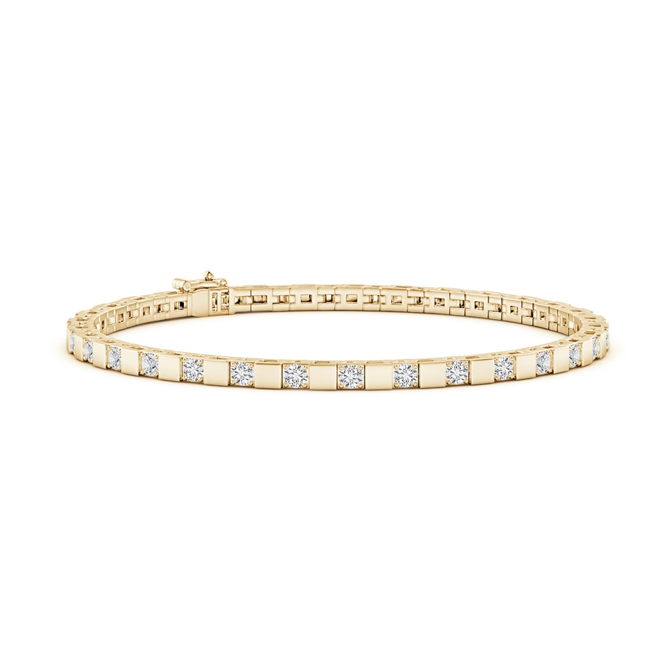 1.95mm HSI2 Alternating Diamond Block Link Unisex Bracelet in Yellow Gold 