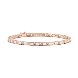 1.95mm IJI1I2 Alternating Diamond Block Link Unisex Bracelet in Rose Gold